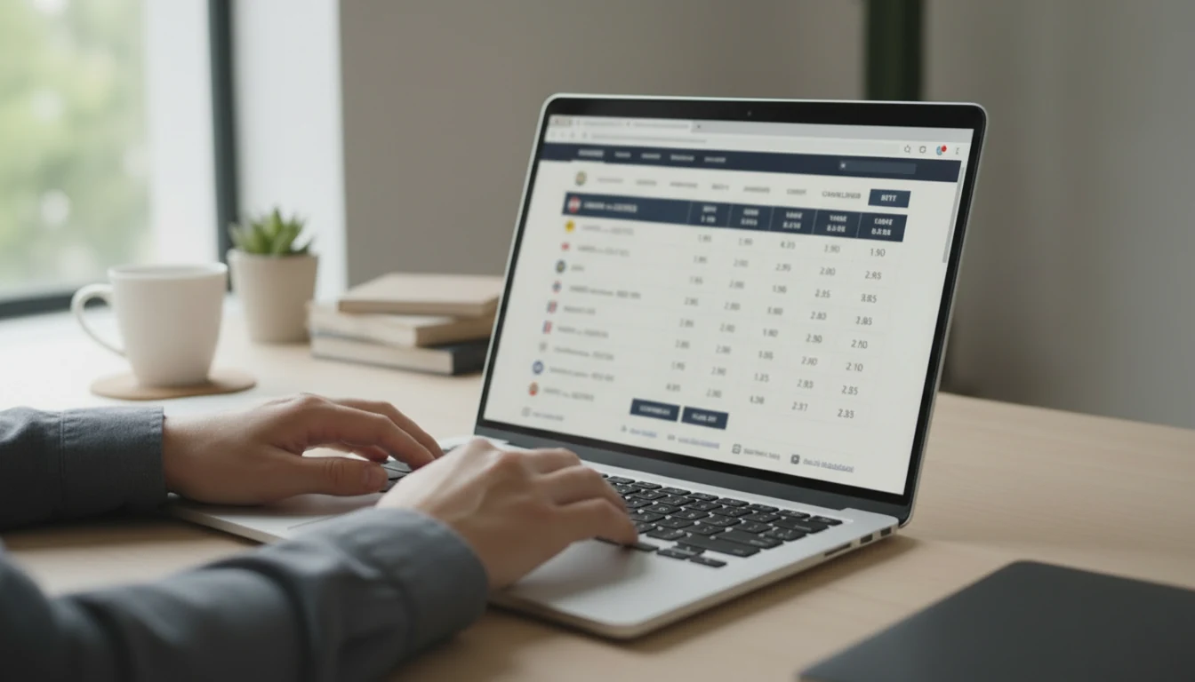 Vergelijking van bookmaker odds op laptop scherm