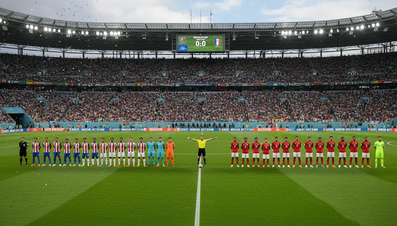 Voetbalwedstrijd met scorebord en teams
