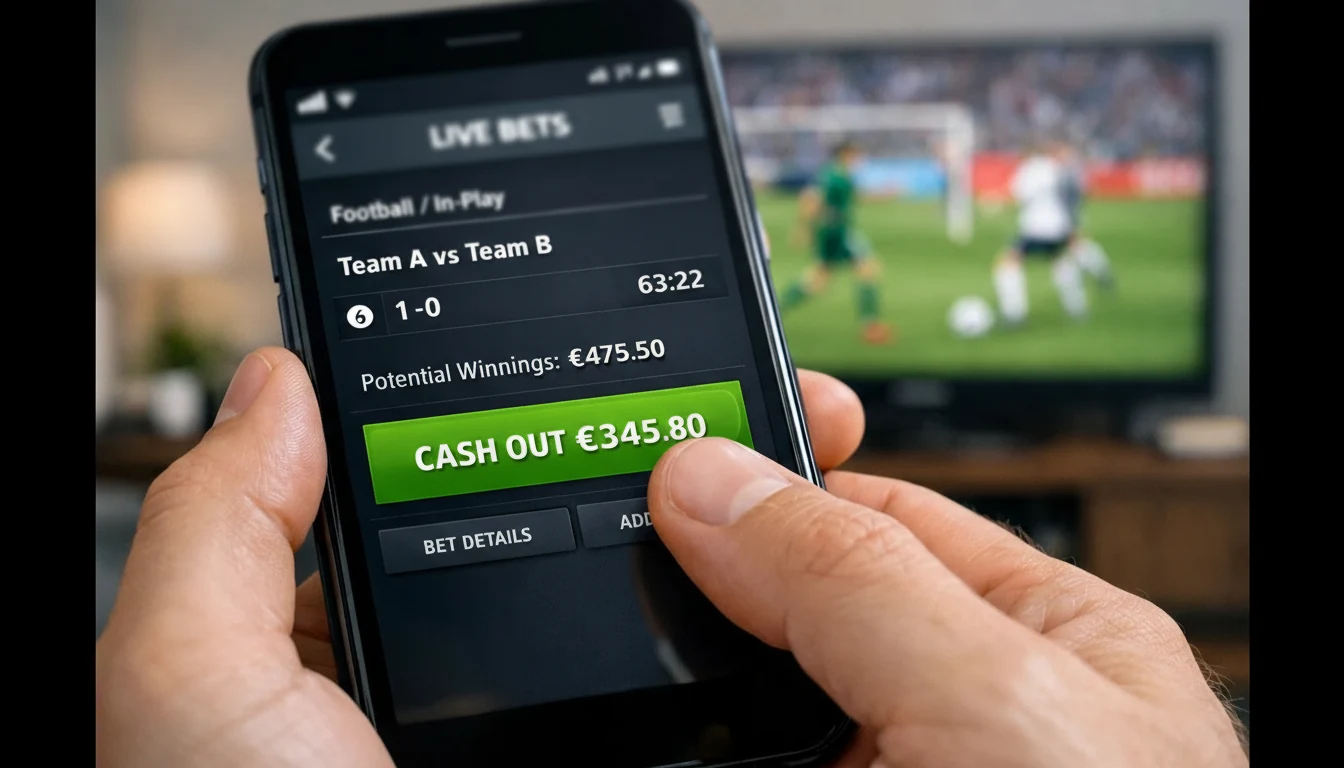 Smartphone met cashout optie op wedden app